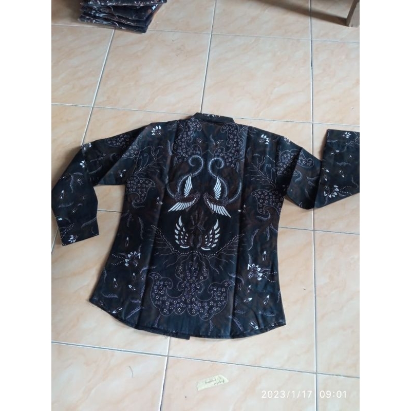 Baju Batik Hitam Pria Lengan Panjang Kemeja Batik Pria Lengan Panjang Premium Batik SLIM FIT  Pria Lengan Panjang