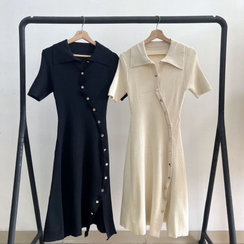 Luxy Curve Buttons Knit Dress 11187