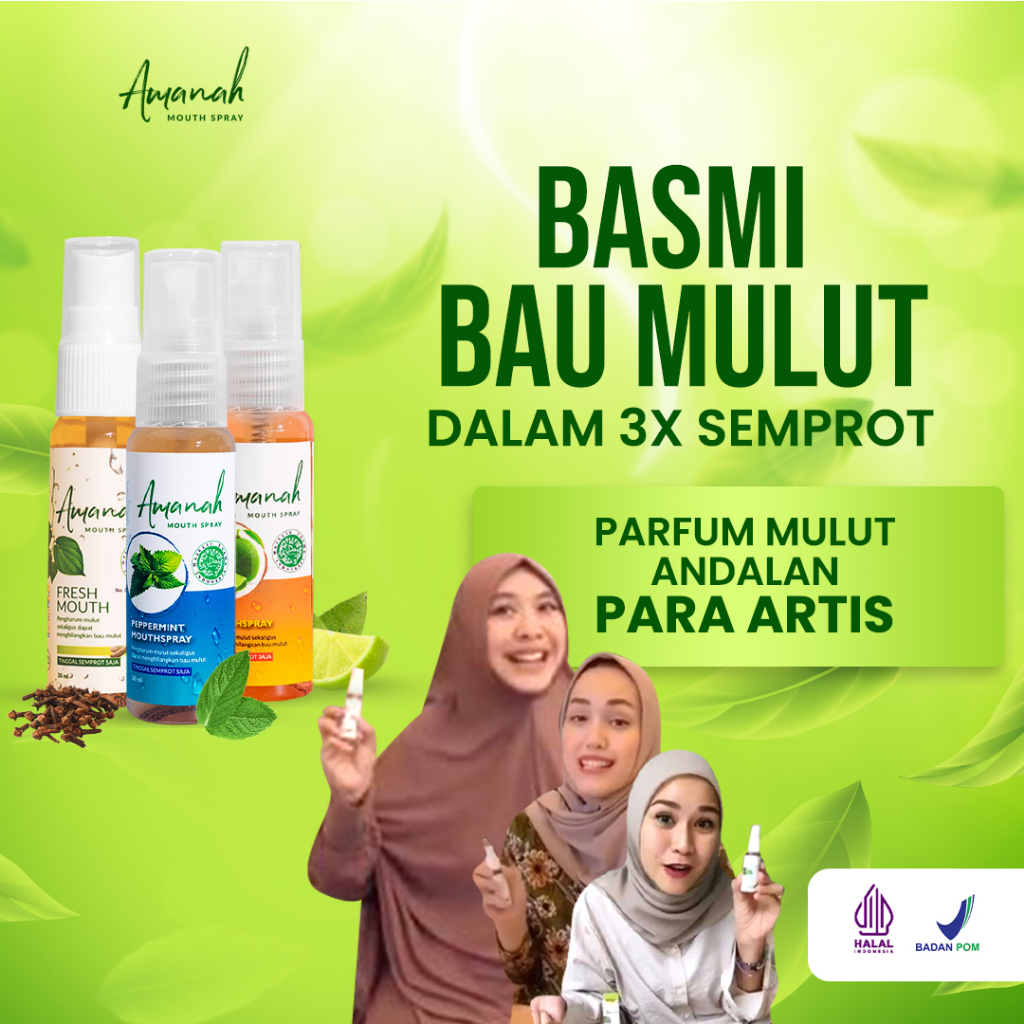 PAKET 2 BOTOL PARFUM MULUT AMANAH MOUTHSPRAY BPOM HALAL MUI