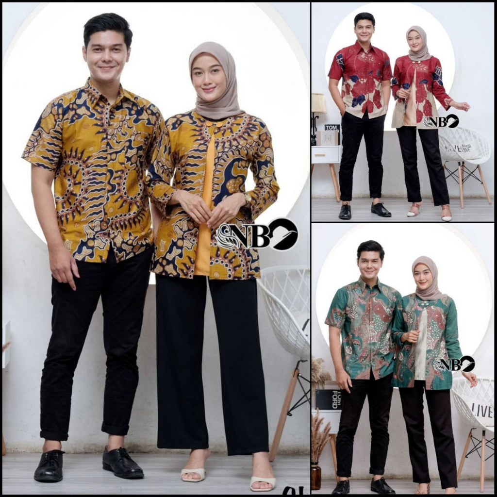 Couple Blouse Batik Bolero Wanita Sarimbit Kemeja Batik Lengan Pendek M L XL XXL Busui