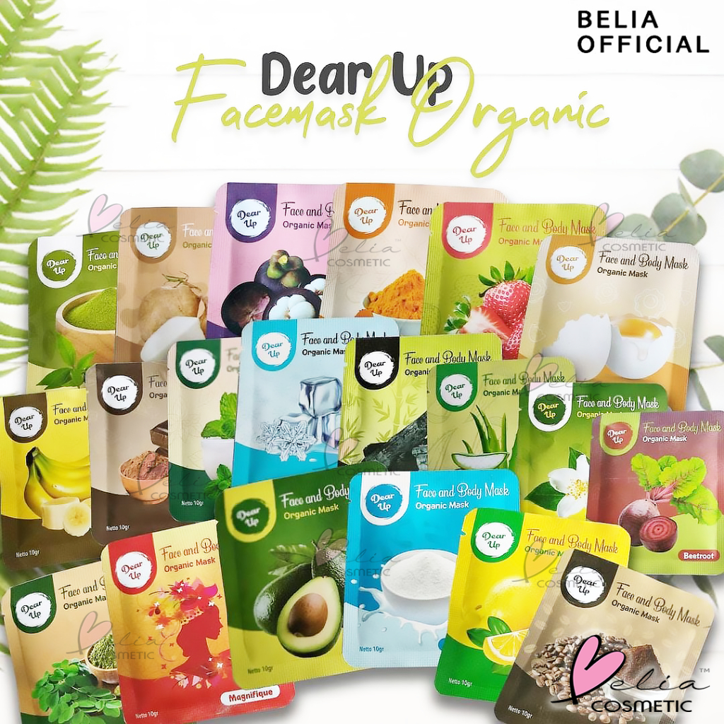 ❤ BELIA ❤ DEAR UP Face Mask Body Mask 10g 20g | Masker Organik | Wajah | Alami | Bubuk | 20 Varian