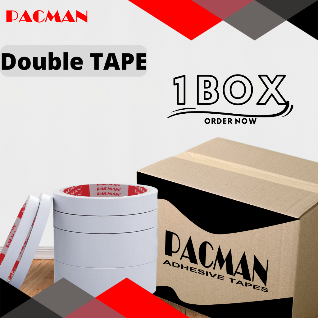 

Double tape 1 karton/box/kardus solatip lakban isolasi lakban 2 sisi pita perekat PACMAN TAPE lakban murah berkualitas