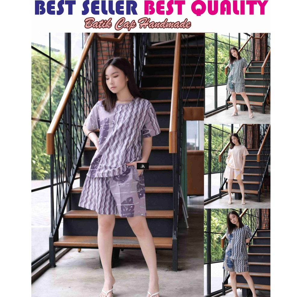 setelan baju tidur batik wanita jumbo pekalongan celana pendek setelan cp batik cap pendek remaja ba