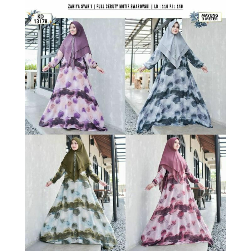 SAHIYA SYARI FULL CERUTY MOTIF/GAMIS SYARI/GAMIS/GAMIS SET HIJAB/GAMIS WANITA