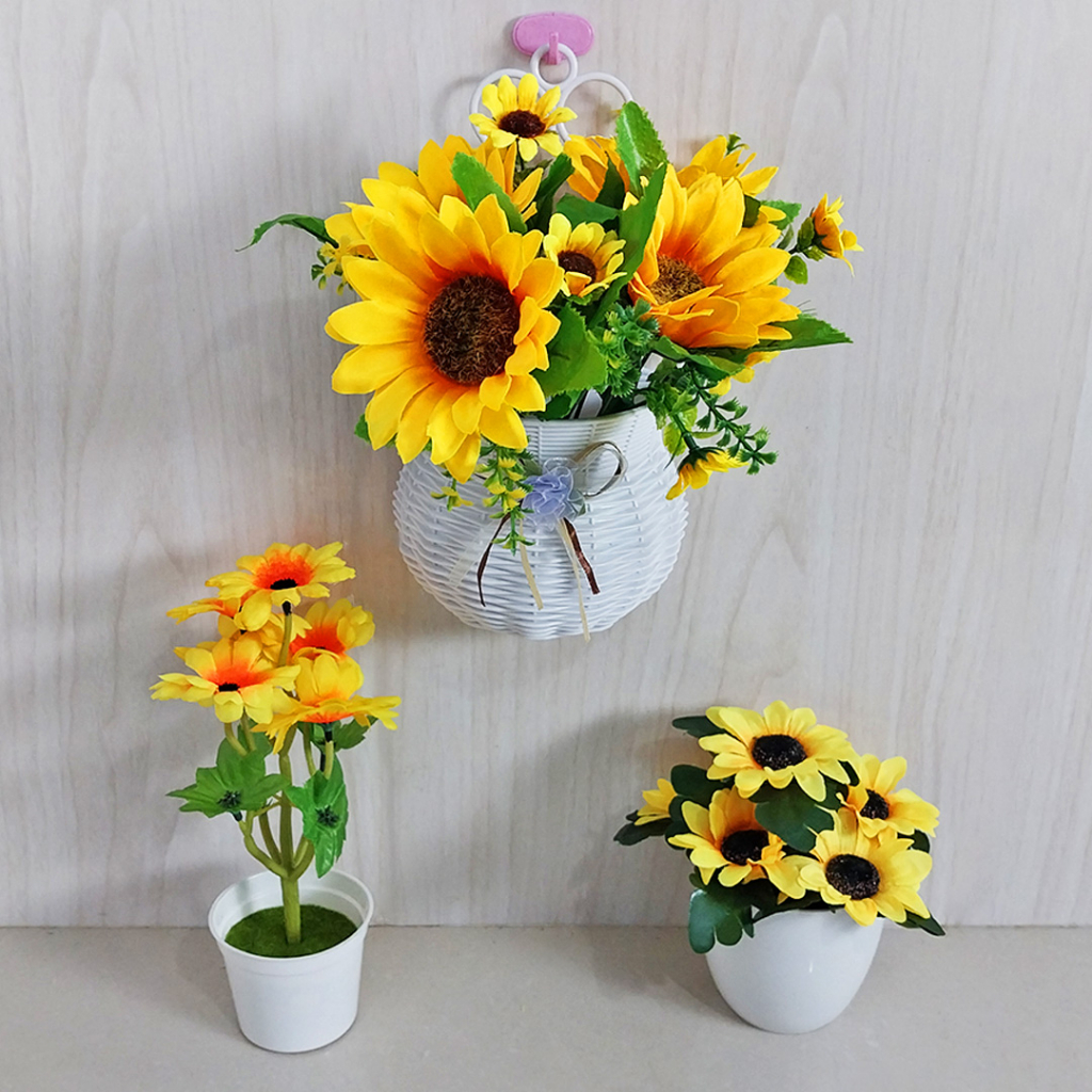 Bunga Matahari Hias Tanaman Bunga Hias Plastik Dekorasi Rumah Dinding Ruangan Bunga Hias Gantung Bunga Matahari Palsu Artificial Flowers PBP34