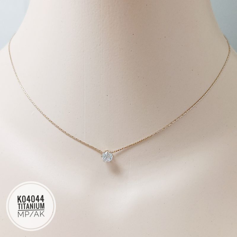 Kalung Titanium Rantai Cobra Tipis Mata Zircon 5mm K04044