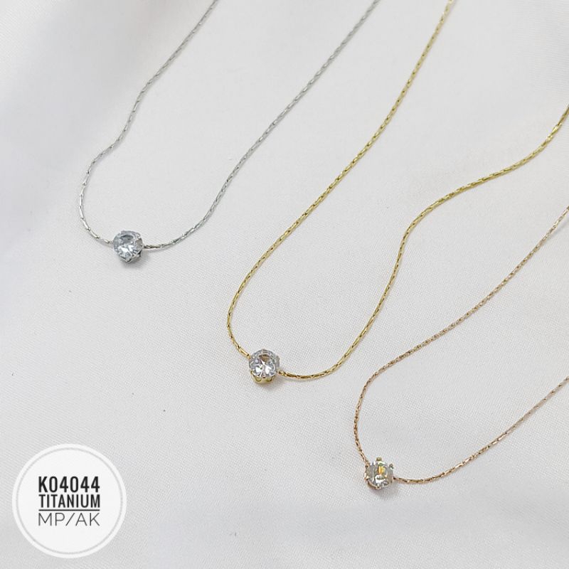 Kalung Titanium Rantai Cobra Tipis Mata Zircon 5mm K04044