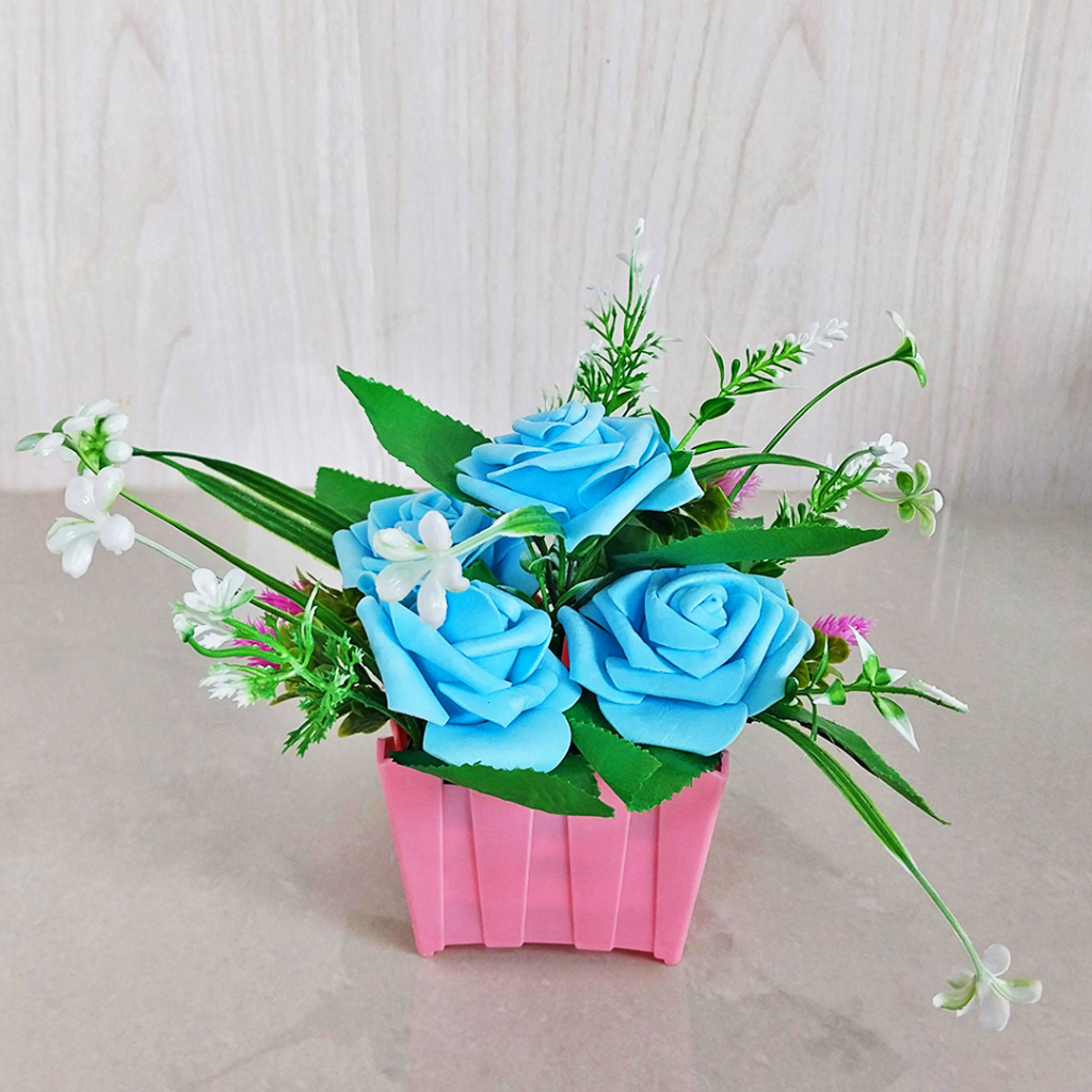 Satu7an PBP17 - PBP20 Tanaman Hias Plastik Pot Bunga Mini Artificial Flowers &amp; Plants