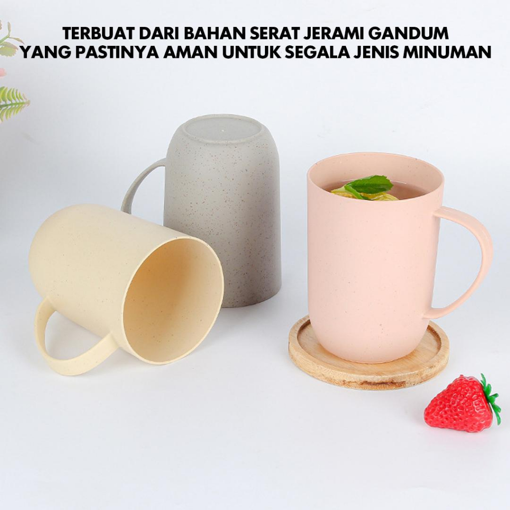 Mug Cangkir Wheat Straw /Gelas Gandum Kokoh / BPA Free /Wheat Straw Environmental Protection Cup