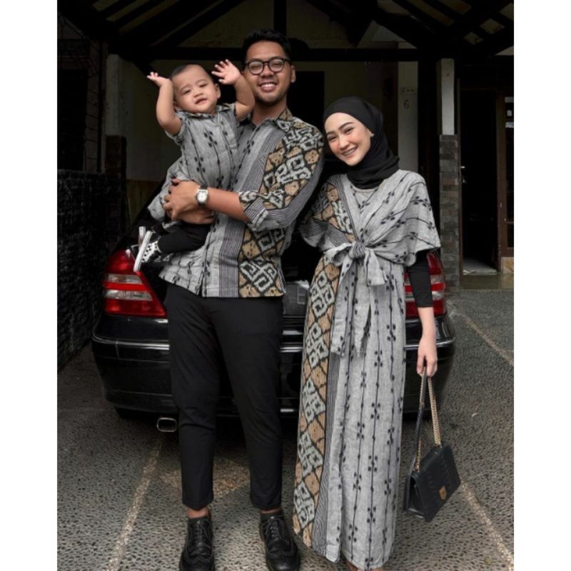 DRESS TENUN RANIA GREY  - SET COUPLE TENUN BAJU KONDANGAN  - BAJU COUPLE  PESTA  - BAJU COUPLE PREWE