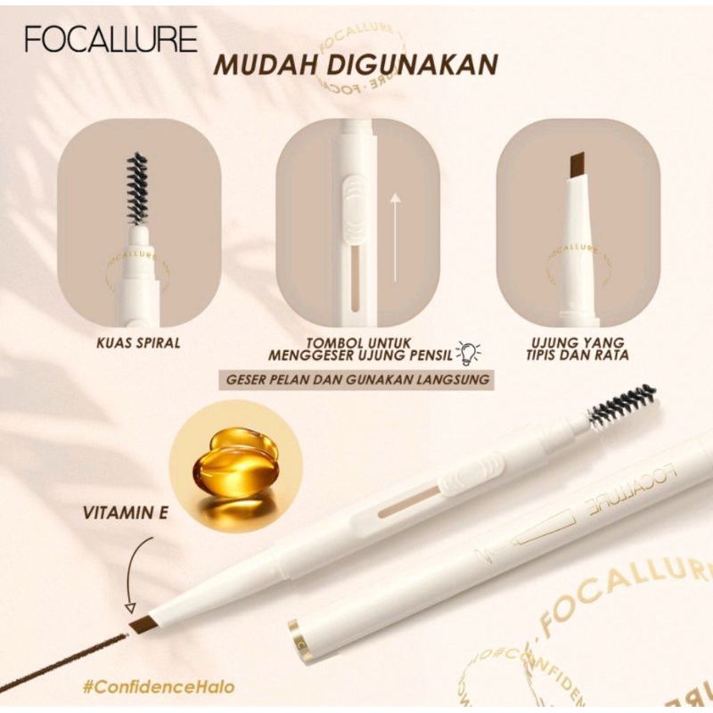 FOCALLURE Sliding Silky Shaping Eyebrow Pencil FA-202 BPOM Berkualitas