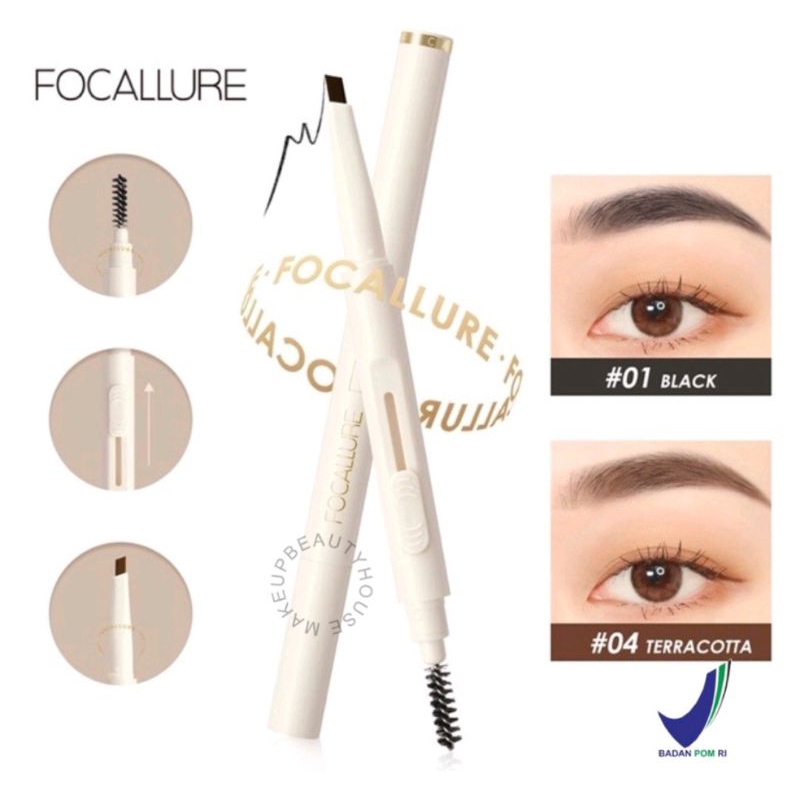 FOCALLURE Sliding Silky Shaping Eyebrow Pencil FA-202 BPOM Berkualitas