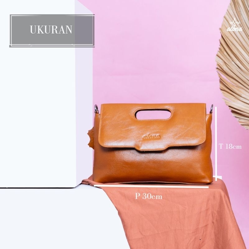 ALONA LEATHER Tas Slempang Branded Wanita Tas Selempang Bahu Jinjing Kulit Fashion Wanita Perempuan Alona Melinda Bag Terbaru Tas Rantai Lucu Tas Fashion Cewek Elegan Brand