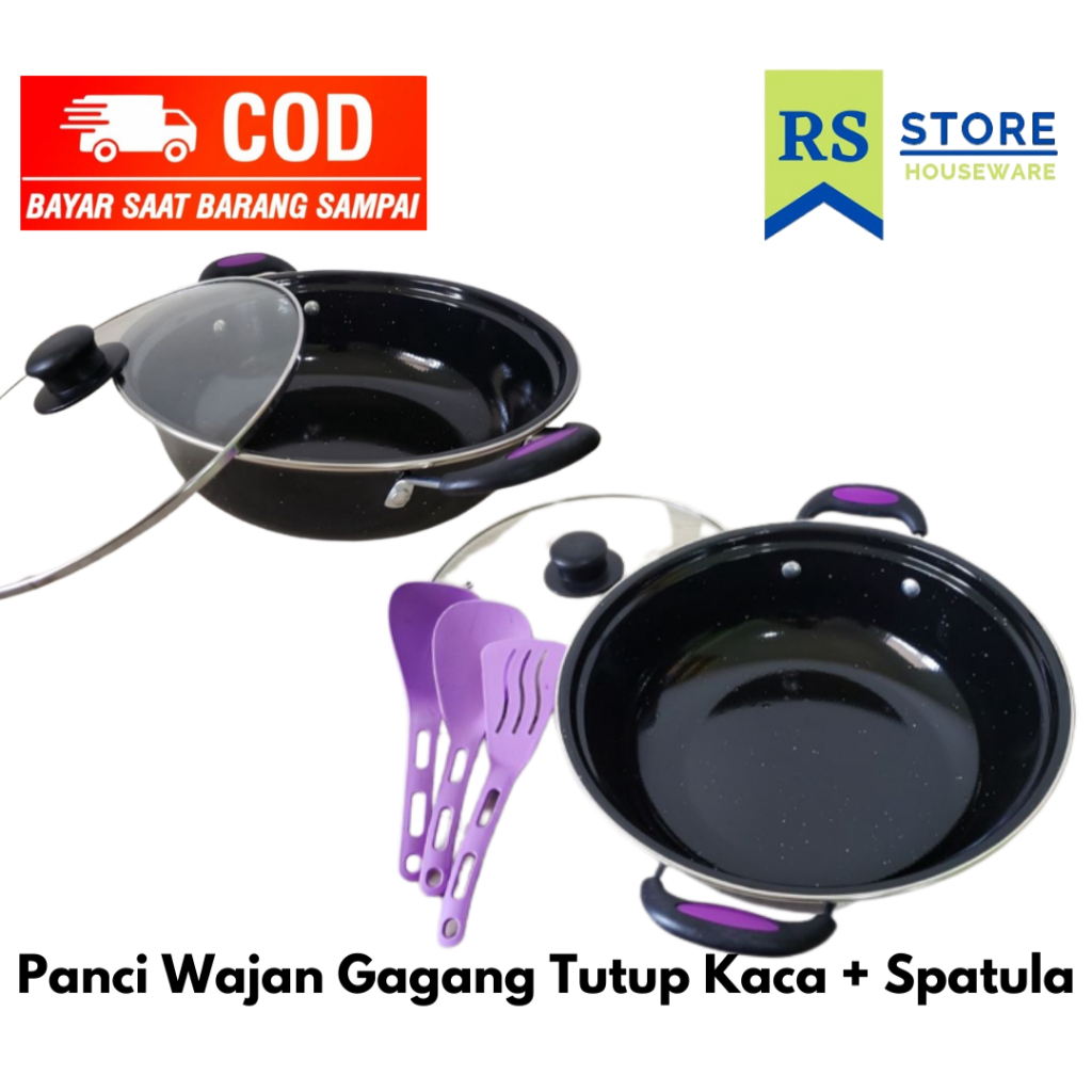 panci wajan set pot tutup kaca 28cm free spatula  set pot sinda 5 in 1/panci set 5 pcs marble anti l