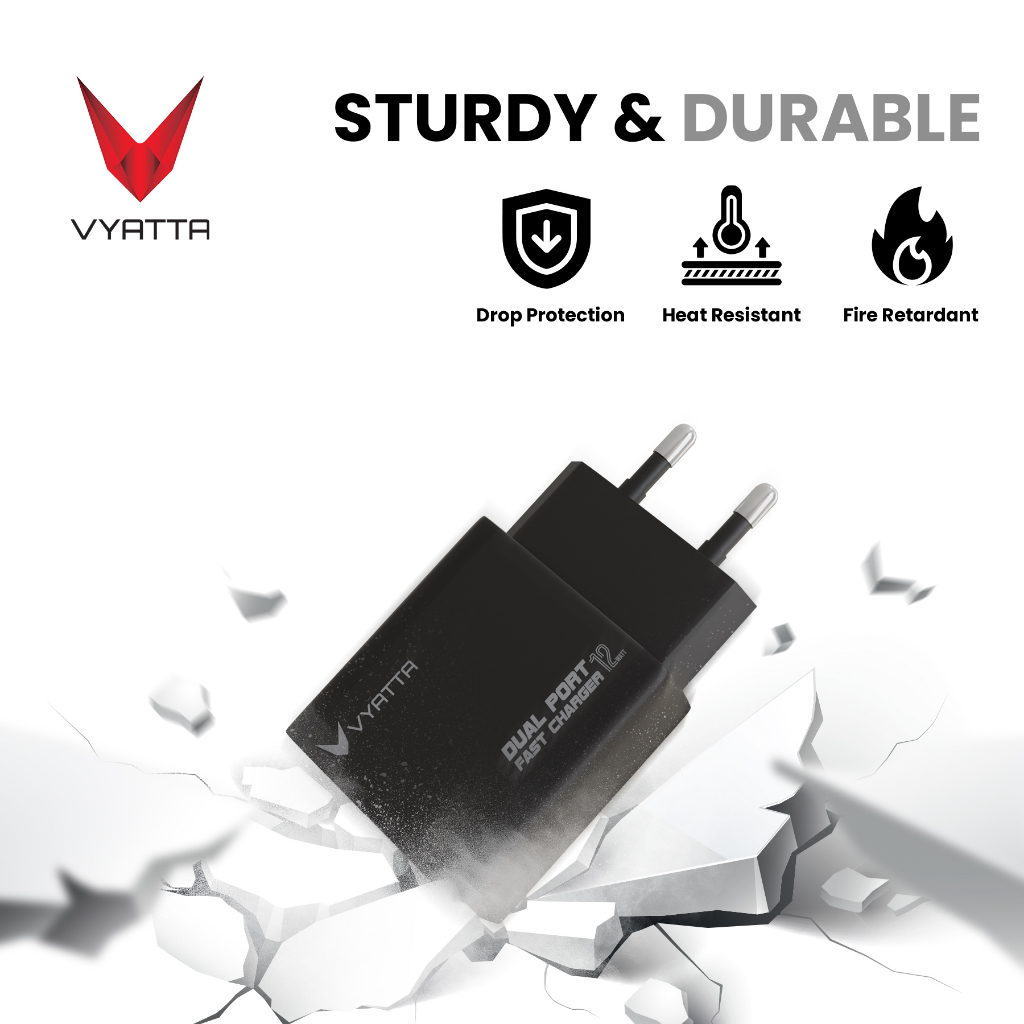 VYATTA CHARGER 2.4A FAST CHARGING DUAL PORT WIDE COMPABILITY ANDROID