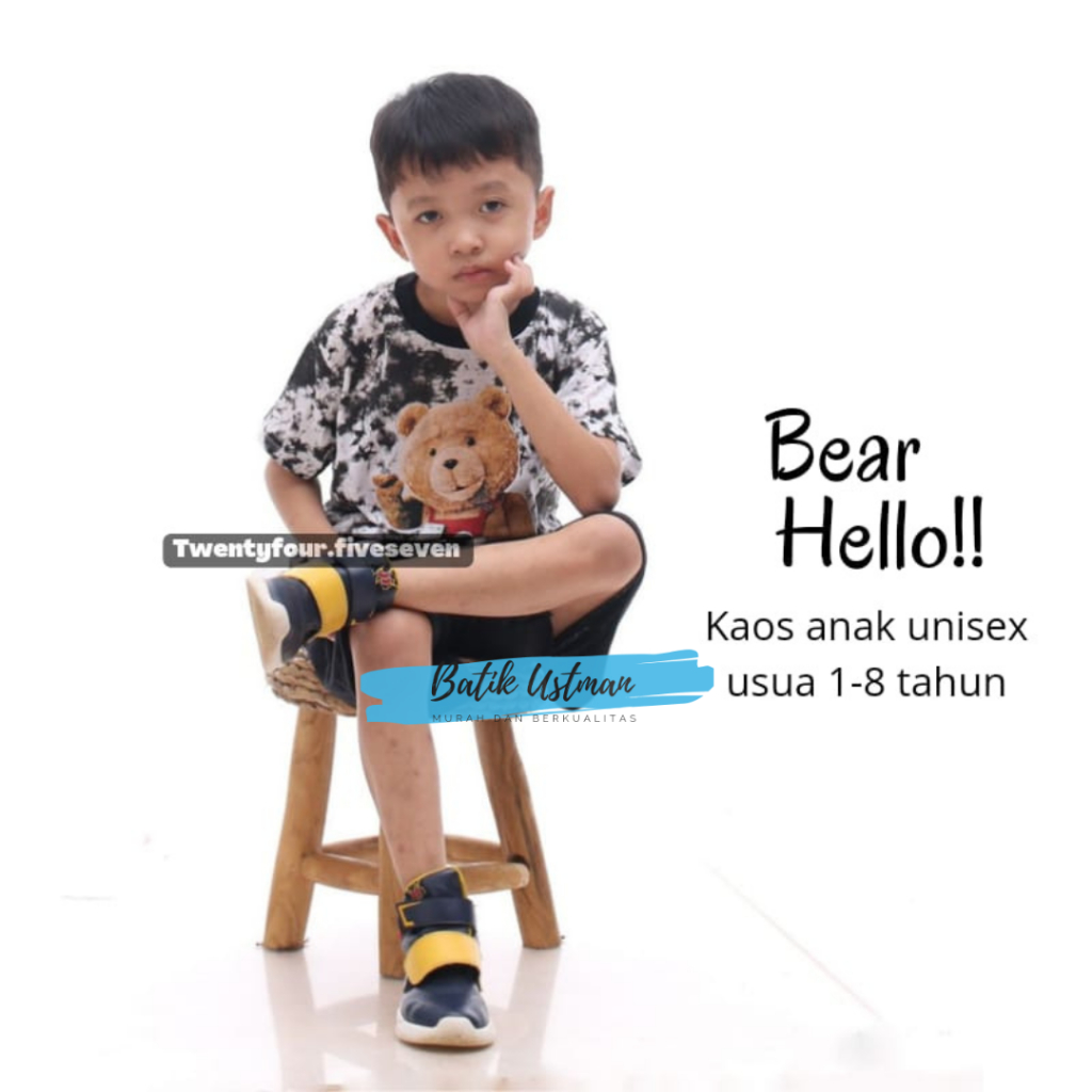 Setelan Kaos Karakter Kartun Anak Laki laki dan Perempuan Usia 1-8 Tahun Murah Terbaru Baju Teddy Bear Mc Queen Bus Truk