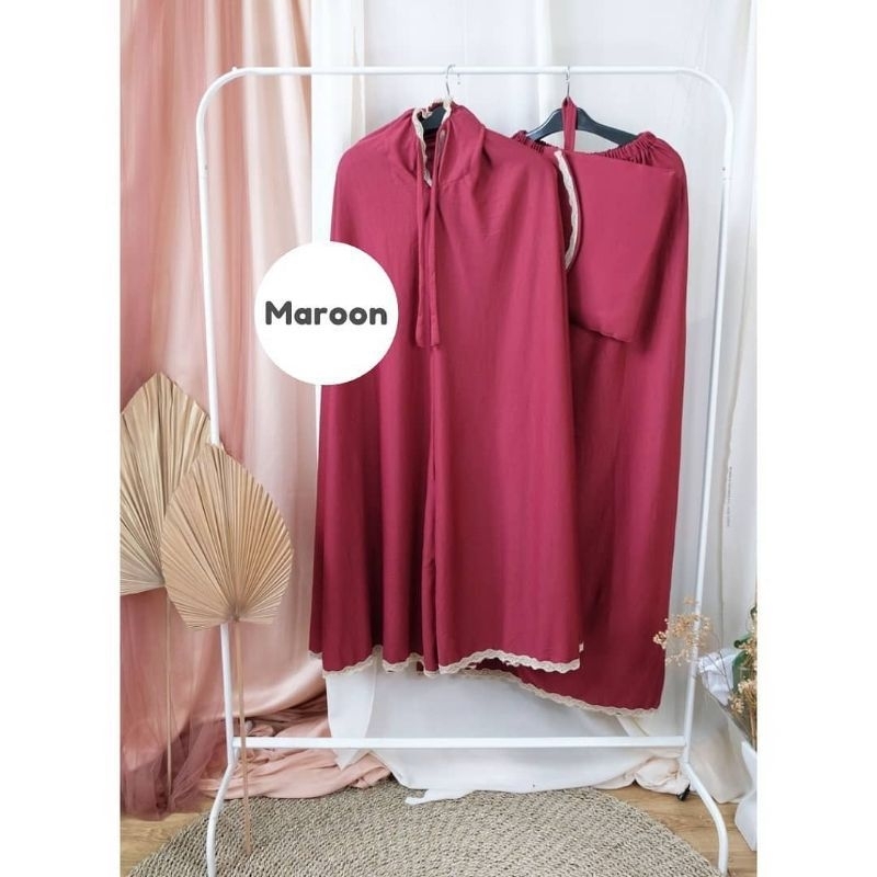 Mukena Polos Renda Amplop Sheila Bahan Jersey Hyget