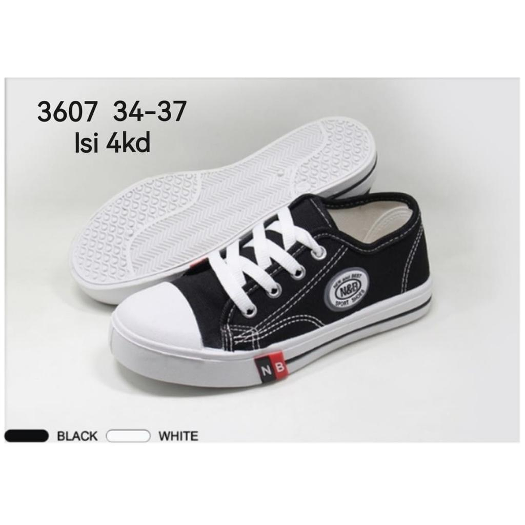 Sepatu Sneakers Tali Hitam Putih N&amp;B Unisex Ukuran 30-43  / 4603 / 3607 / 1522 // 4611 / 3615 / 1523