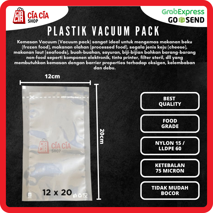 Plastik vacum 12 x 20 vacuum bag sealer 20x12 vakum plastik food grade