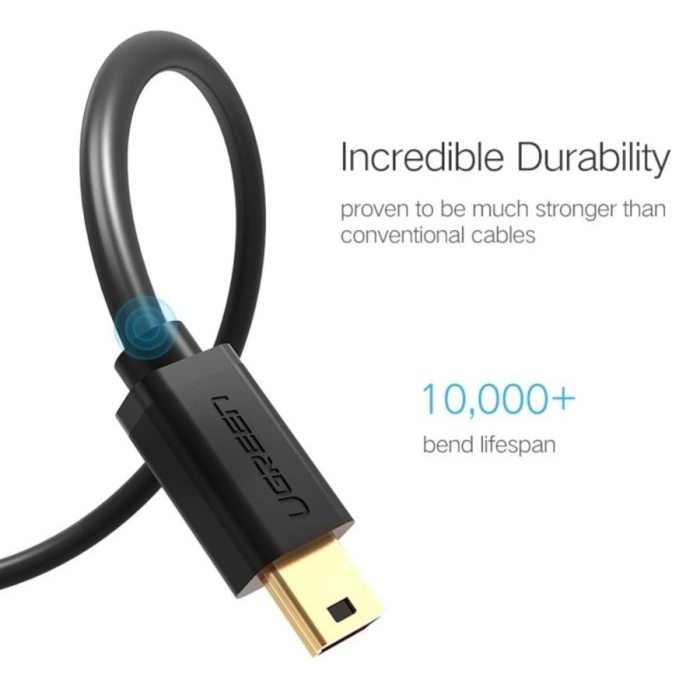 UGREEN Kabel Data Hardisk Kamera DSLR 5 Pin USB 2.0 To Mini USB Cable Charger Camera HDD 10355