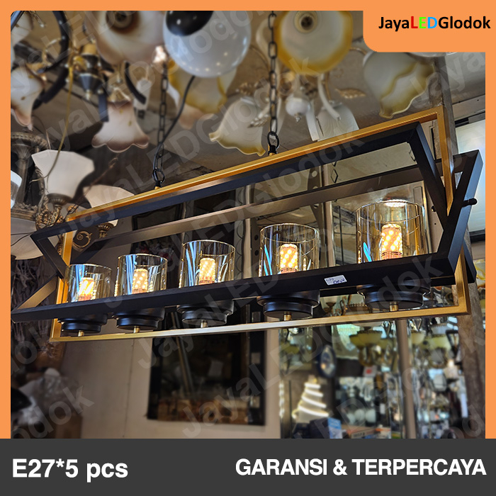 Lampu Gantung Ruang Makan Minimalis Industrial Modern Mini Bar Hias Hitam Emas