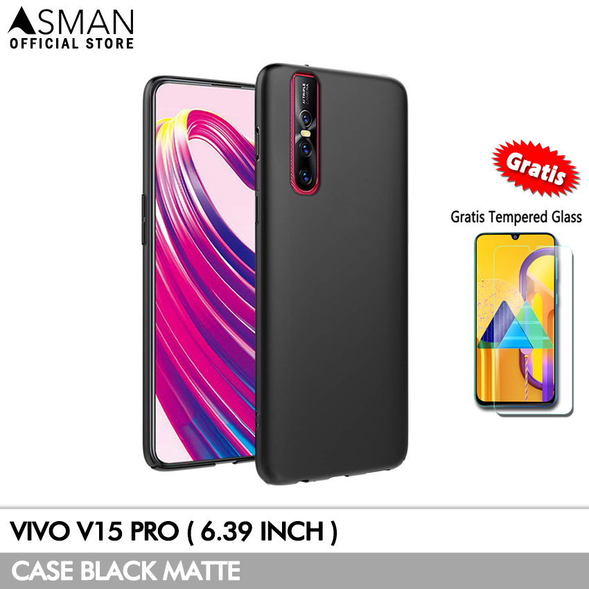 Ultraslim Vivo V15 Pro (6.39&quot;) | Soft Case Black Matte + FREE Tempered Glass