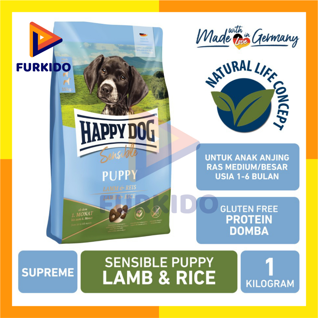 Happy Dog Supreme Sensible Puppy Lamb 1 Kg / Makanan Kering Anjing