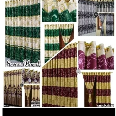 Tirai Gorden Batik Smokring 12 Ring Gorden Motif Batik korden Bung Hordrng