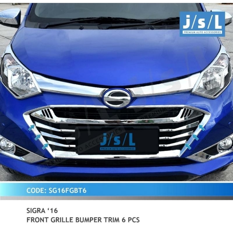 list bumper depan Sigra 2016 2017 2018 6pcs chrome jsl front bumper trim