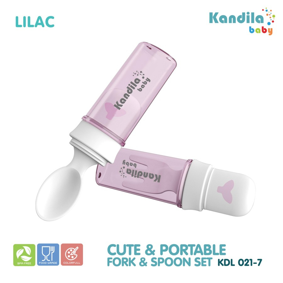 Sendok Makan Bayi Anak Kandila Cute &amp; Portable Fork &amp; Spoon / KDL 021-7