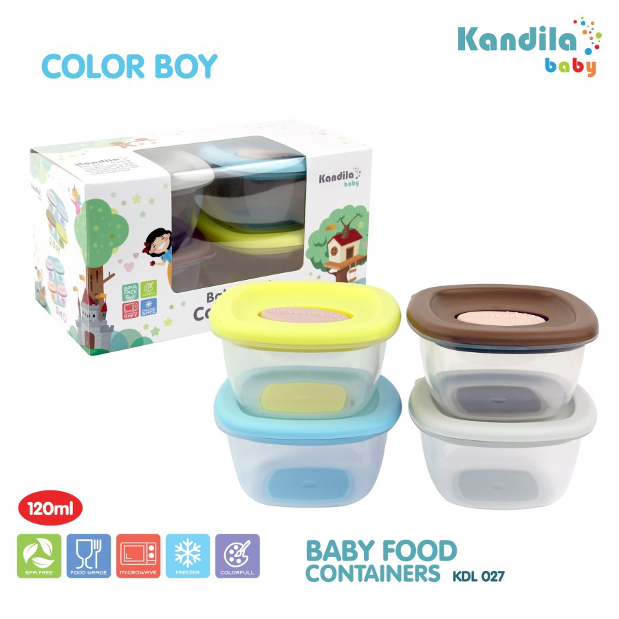 Wadah Tempat Penyimpanan Makanan Bayi Anak Kandila Baby Food Container / KDL 027 (120 ml isi 4 pcs)