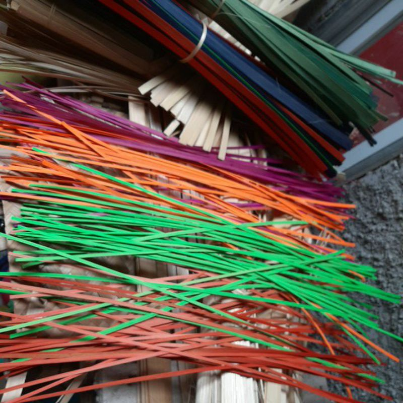 50 PCS Iratan Bambu Bahan Prakarya / Bahan Anyaman Bambu Warna Warni