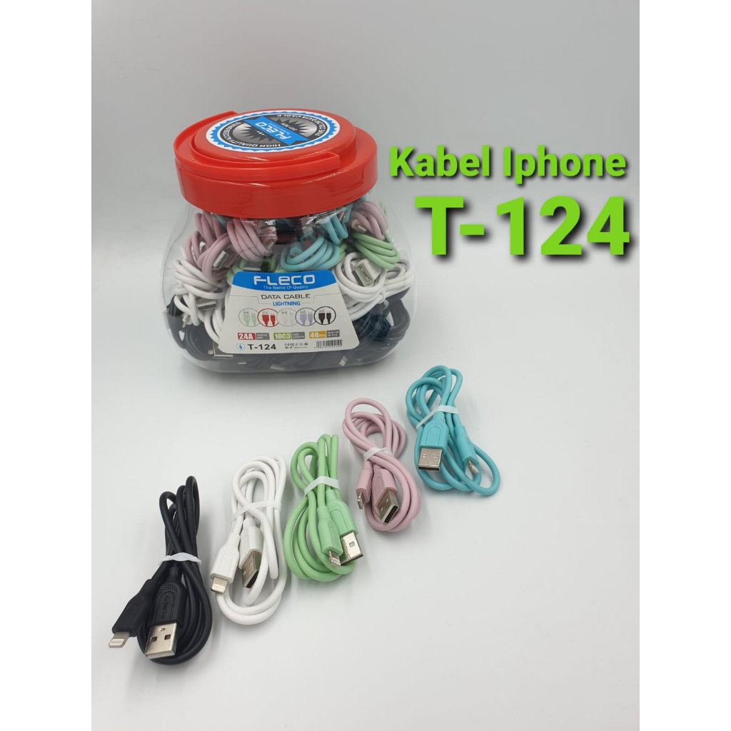 TOPLES isi 40 PCS KABEL DATA T-124 FAST CARGING IPHONE MACARON 100 CM/ DATA CABLE MACARON IPHONE FLECO