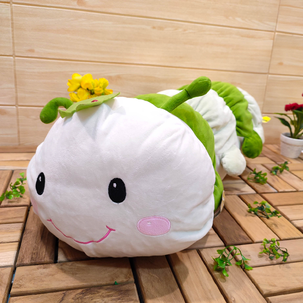 Boneka Ulat Bulu Jumbo Panjang Lucu Ulil Daun XL 58cm
