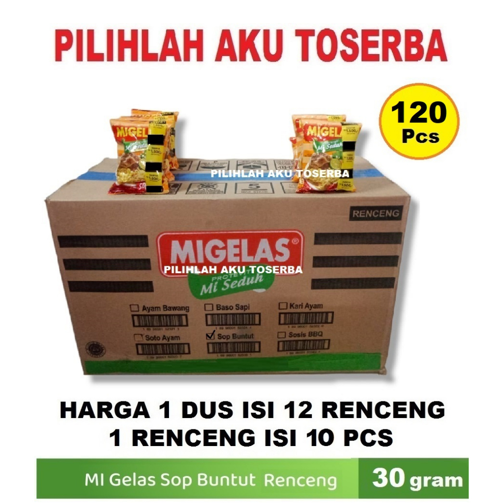 Mie Gelas Migelas Rasa Sop Buntut @30 Gr-(HARGA 1 DUS isi 12 Renceng)