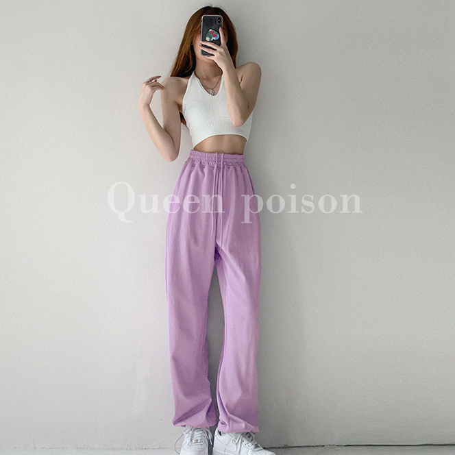 Celana Highwaist Wanita Polos Katun Oversize Serut Pants