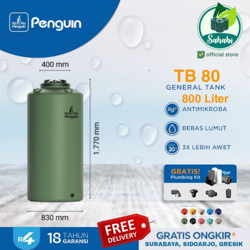 Tandon Air / Tangki Air / Toren Air PENGUIN/PINGUIN Rotamould 4 Ukuran 800 Liter