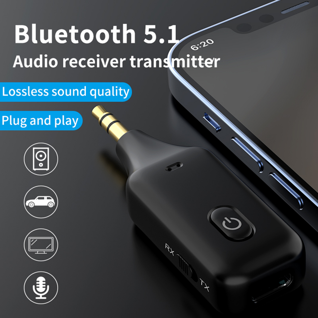 Bluetooth Receiver Audio Mobil Speaker Handsfree AUX 3.5mm - A60 - Black