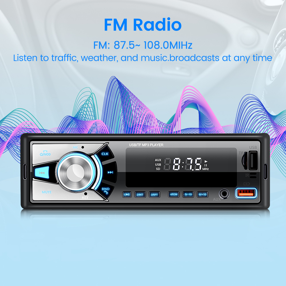 Tape Audio Radio Mobil with Phone App Control Multifungsi Bluetooth USB MP3 Head unit FM Radio bisa AUX TF USB