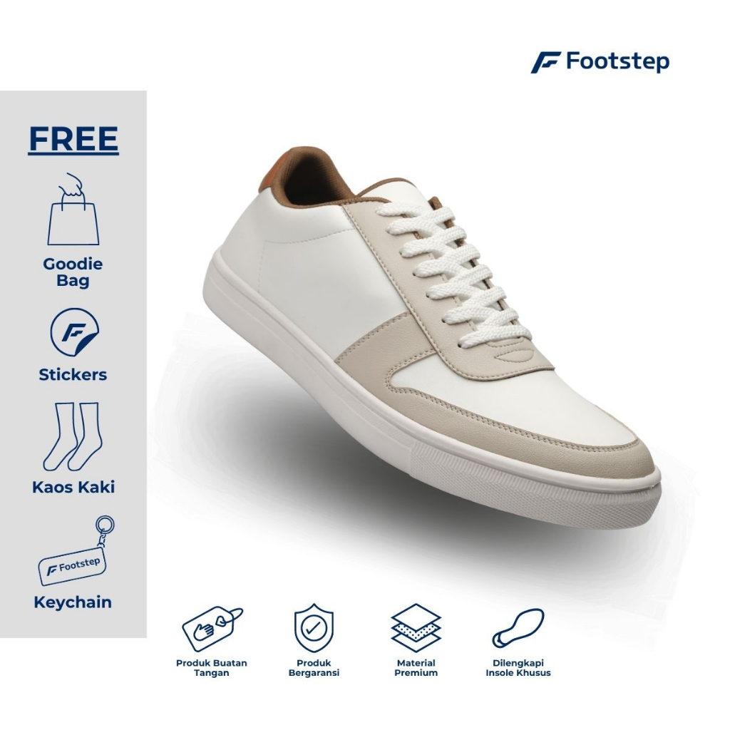 Footstep Footwear Sepatu pria Sneakers Fonte Cream White Original Shoes