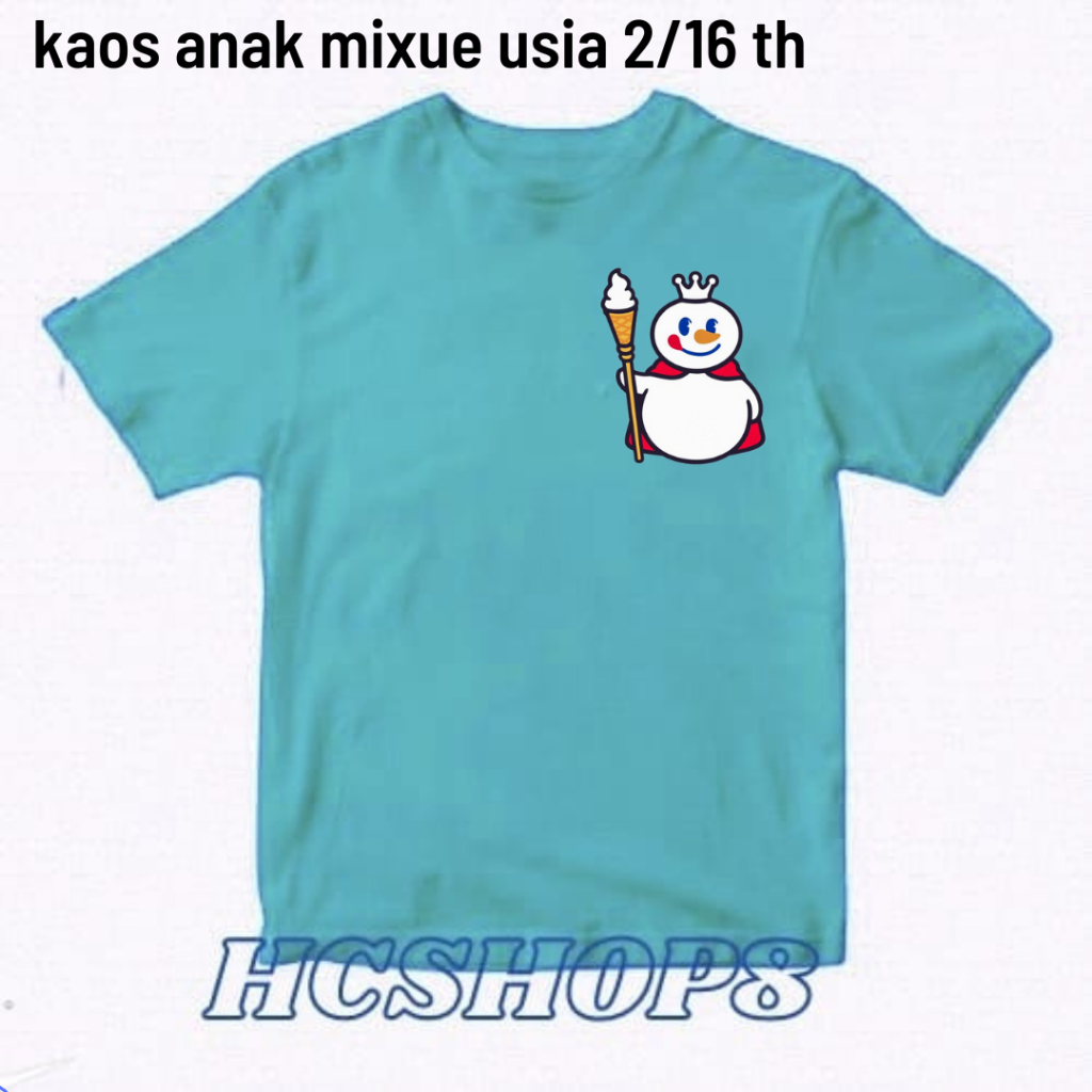 Kaos Anak mixue Cutton Combed Baju Oblong Anak Unisex Kaos Anak Cewek Pakaian Anak Cowok cewek Usia 2-16 Tahun