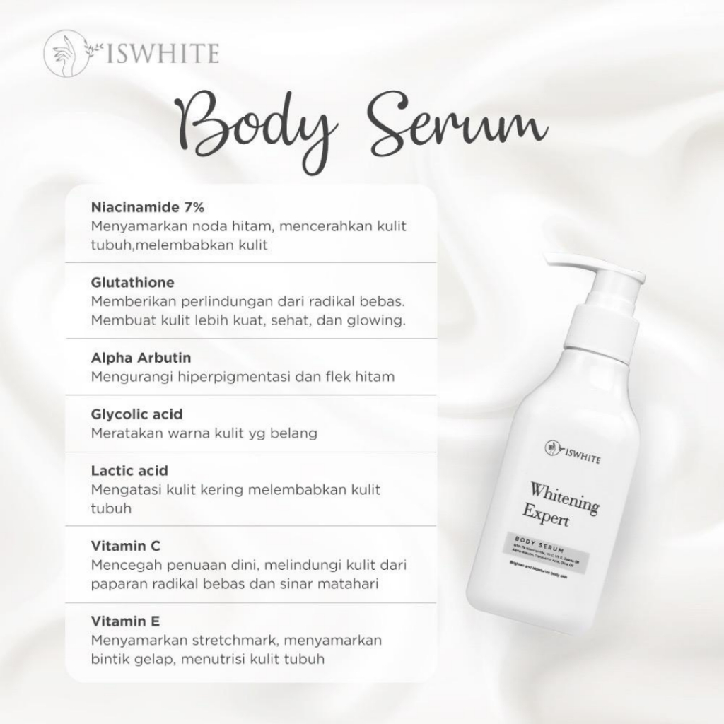 [ FREE ONGKIR ] ISWHITE Whitening Expert Body Serum with Niacinamide 7% - Mencerahkan Melembabkan Kulit Tubuh