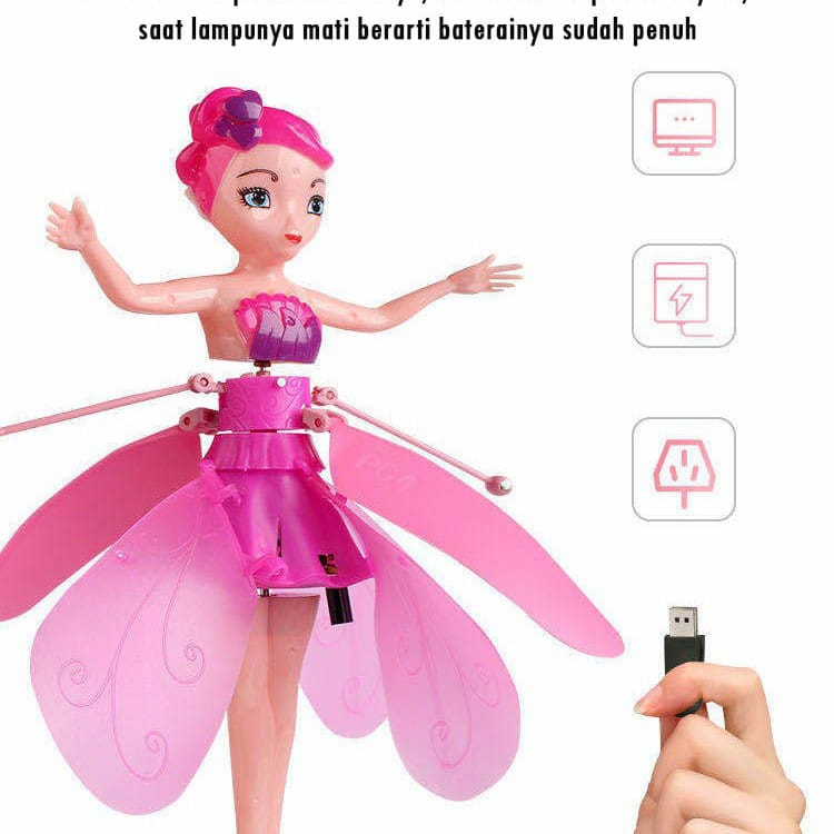 (JY) Mainan Peri Terbang Sensor Tangan - Doll Princess Flying Charging