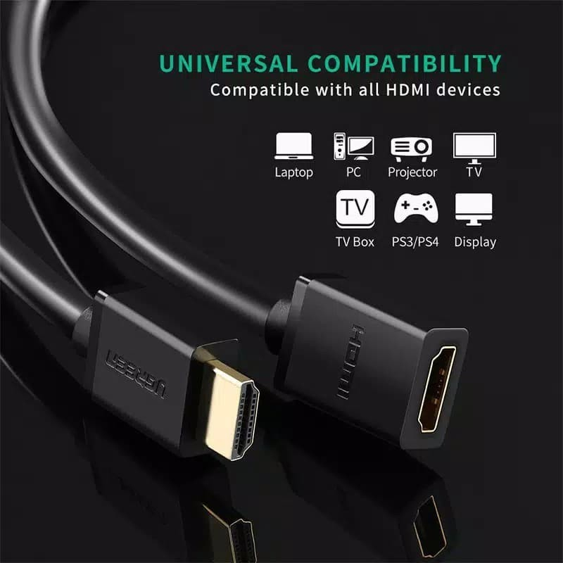 UGREEN Adapter Converter HDMI To HDMI Kabel Extension 4K Monitor Komputer TV PC PS4 10142