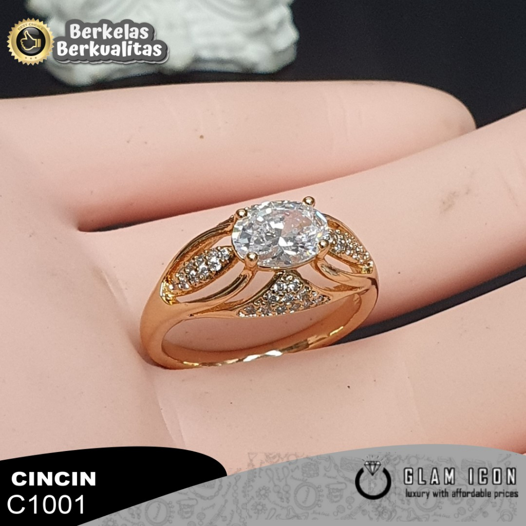 Cincin Wanita Motif Mahkota Mata Satu kll mata pasir C0691 CCG