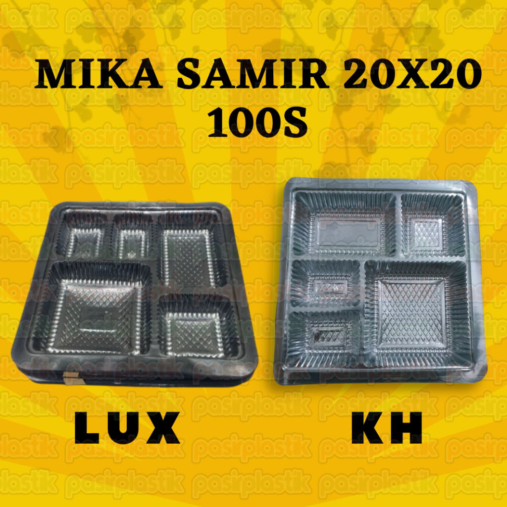 SAMIR BUMBU NASI KOTAK 5 SEKAT 20X20 PLASTIK MIKA 20 X 20 ALAS LAUK BERKAT HAJATAN