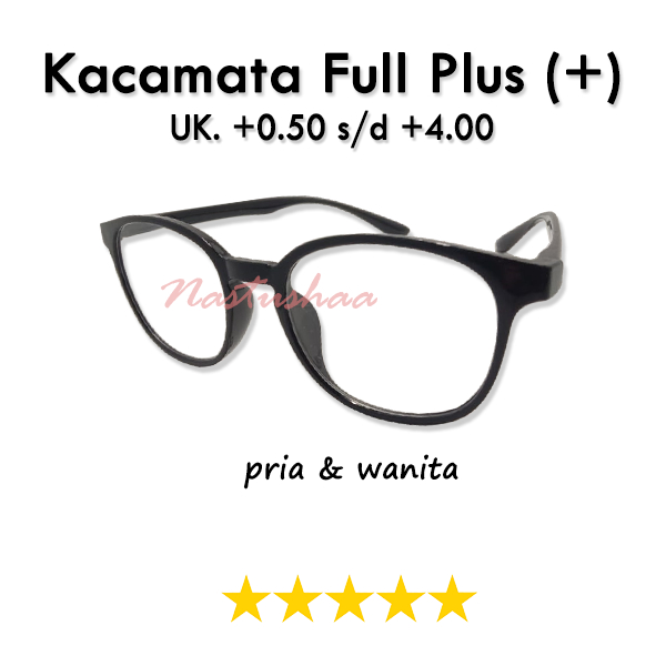 Kacamata Baca Full Plus (+) Bingkai Oval Frame Hitam Tersedia Ukuran +0.50 s/d +4.00 Model Terbaru Dan kekinian Untuk Pria dan Wanita (Unisex)