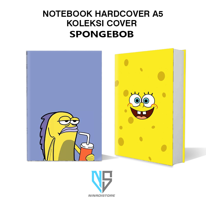 

Buku Ukuran a5 Pocket Book/Notebook Hardcover A5 isi polos dan garis Gambar cover spongebob