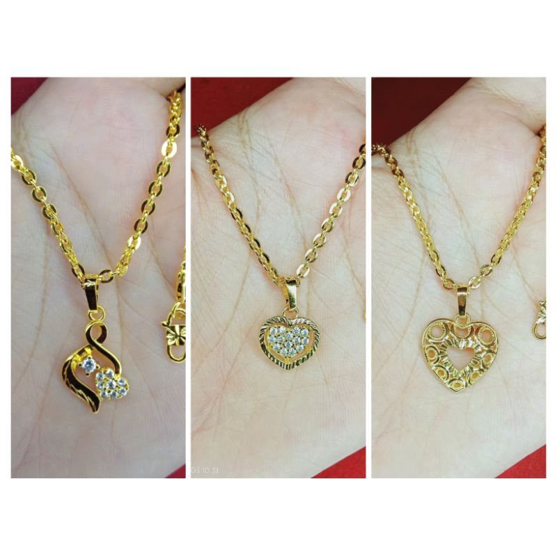 kalung kaca love 3 anak dan dewasa lapis emas 24k