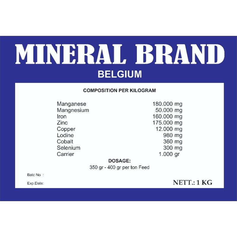 MINERAL BRAND 1kg - Mineral hitam untuk sapi, kambing dan domba.